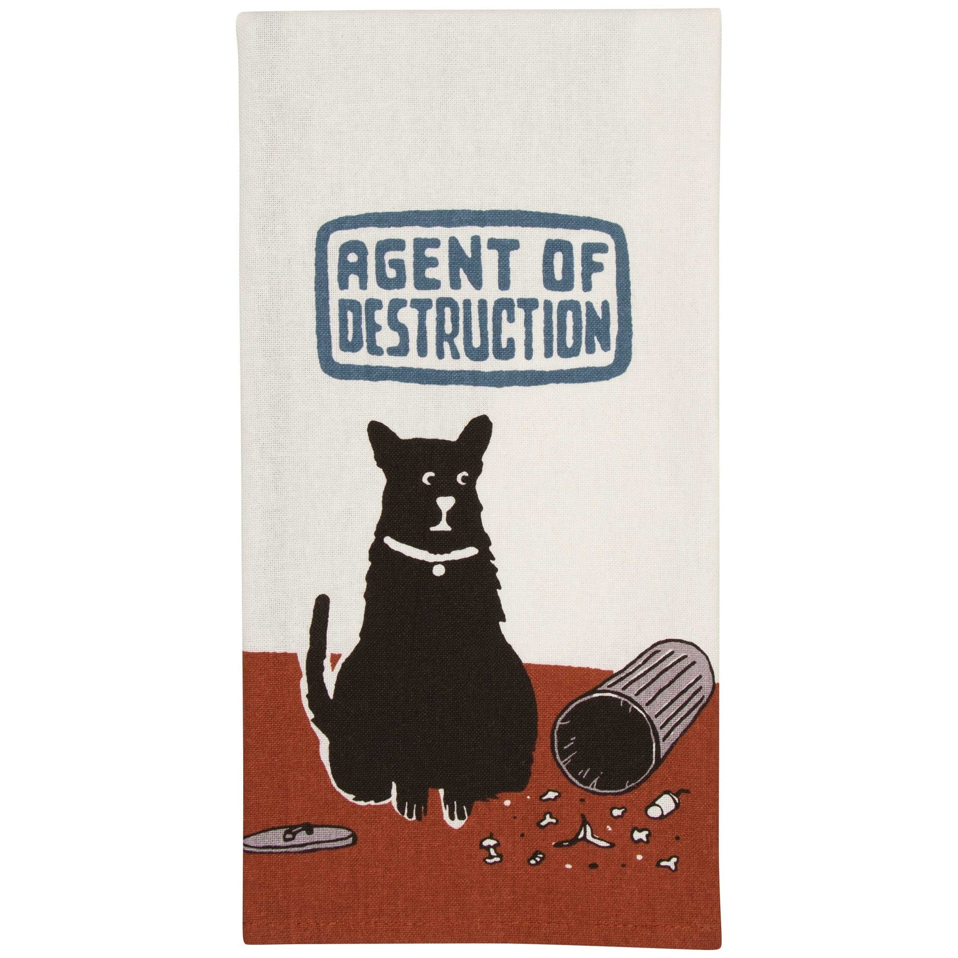 Agent Of Destruction Funny Dog Screen-Printed Kitchen Dish Cloth Towel | BlueQ at GetBullish