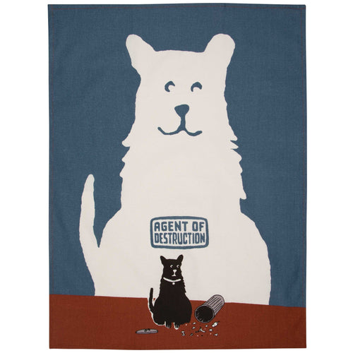 Agent Of Destruction Funny Dog Screen-Printed Kitchen Dish Cloth Towel | BlueQ at GetBullish
