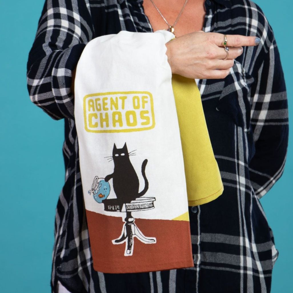 Agent of Chaos Cat Funny Screen-Printed Dish Cloth Towel | BlueQ at GetBullish