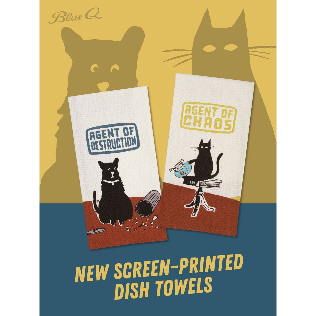 Agent of Chaos Cat Funny Screen-Printed Dish Cloth Towel | BlueQ at GetBullish