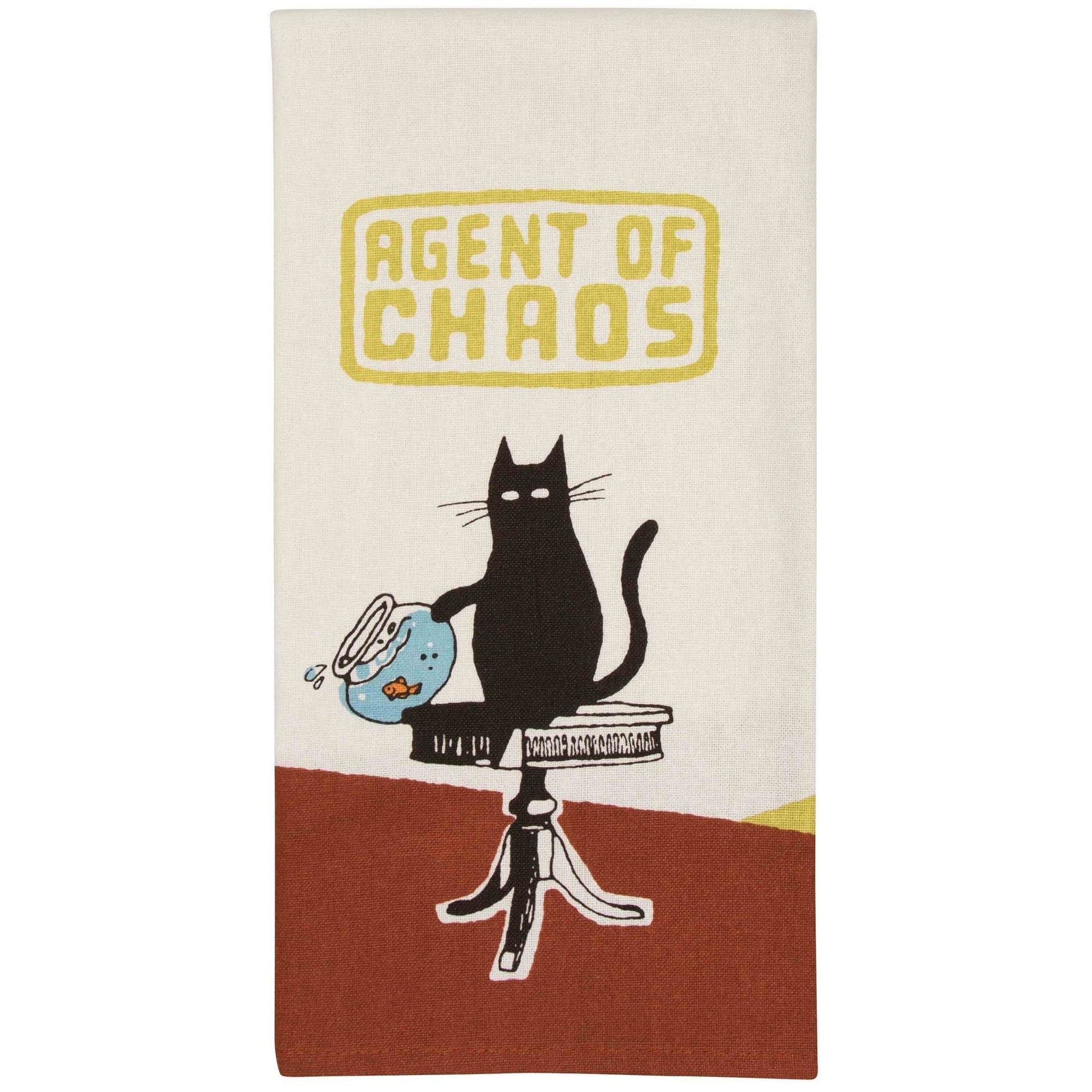 Agent of Chaos Cat Funny Screen-Printed Dish Cloth Towel | BlueQ at GetBullish