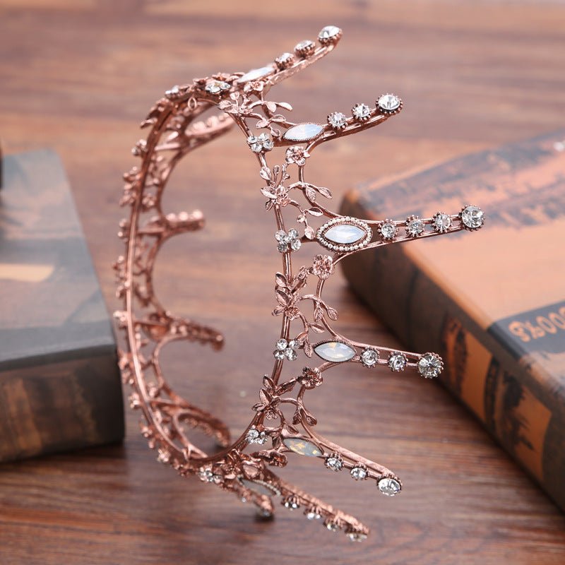Aggressively Rosy Crown Tiara in Rose Gold and Opal | Royalty Crown Party or Bridal Hair Accessory