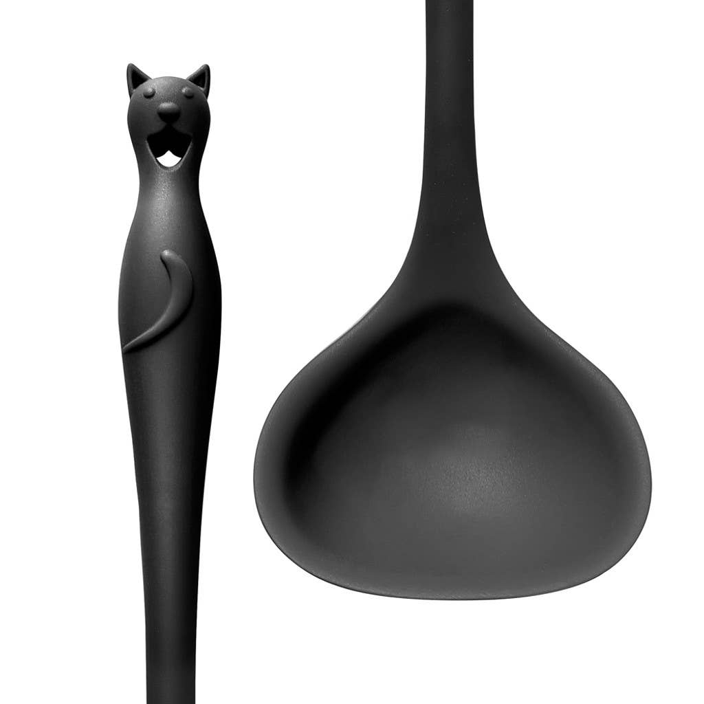 Alchemy Gothic Cat's Kitchen Ladle | Black Cat-Shaped Handle