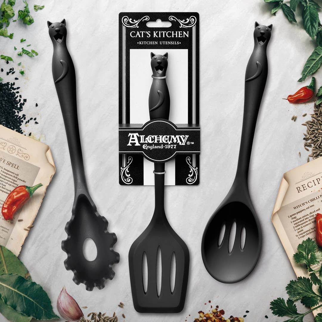 Alchemy Gothic Cat's Kitchen Ladle | Black Cat-Shaped Handle