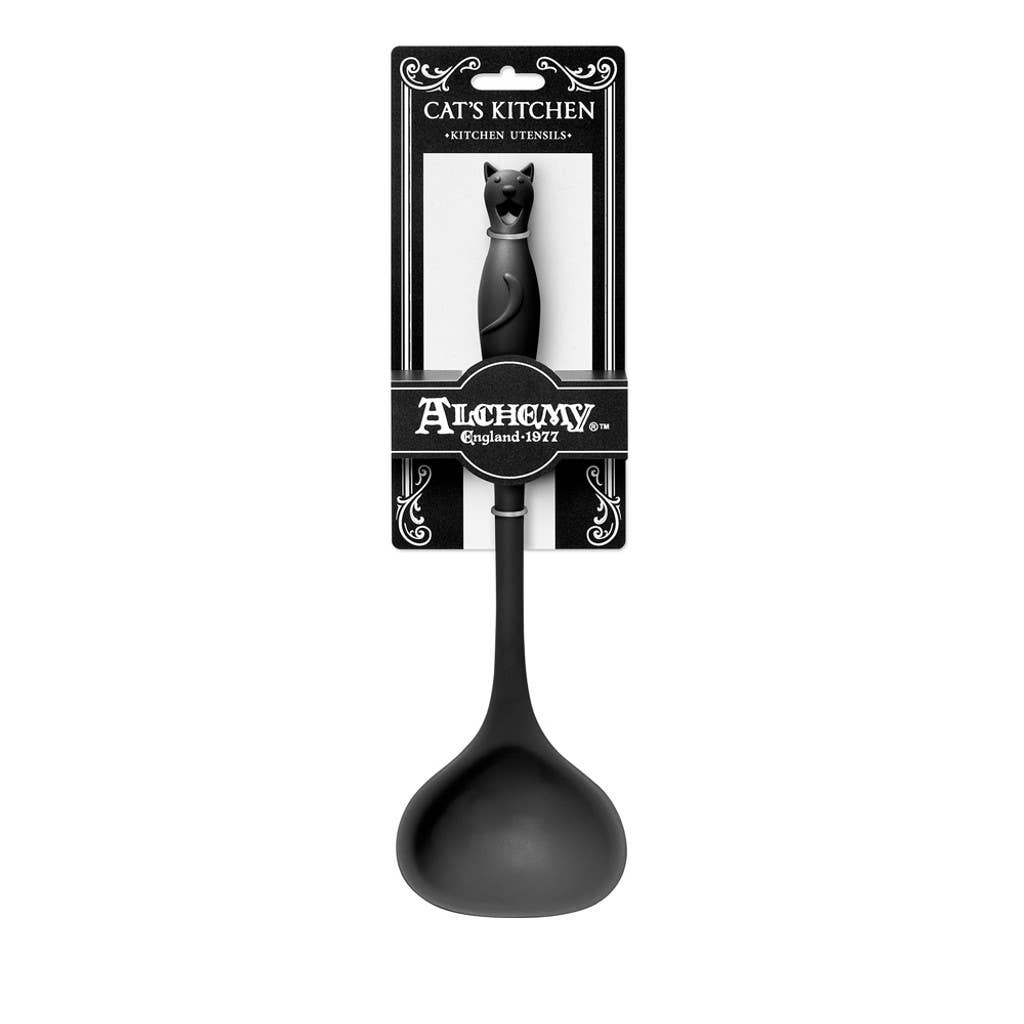 Alchemy Gothic Cat's Kitchen Ladle | Black Cat-Shaped Handle