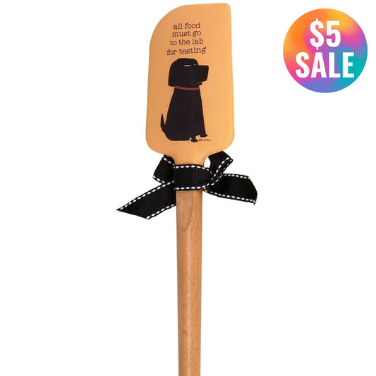 All Food to the Lab For Testing Dog Lover Spatula | Wooden Handle Double-Sided Silicone Spatula