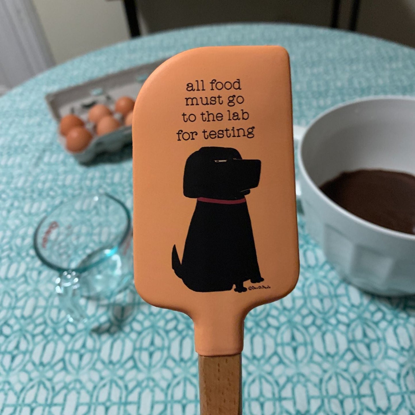 All Food to the Lab For Testing Dog Lover Spatula | Wooden Handle Double-Sided Silicone Spatula