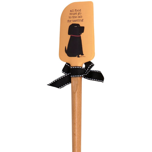 All Food to the Lab For Testing Dog Lover Spatula | Wooden Handle Double-Sided Silicone Spatula