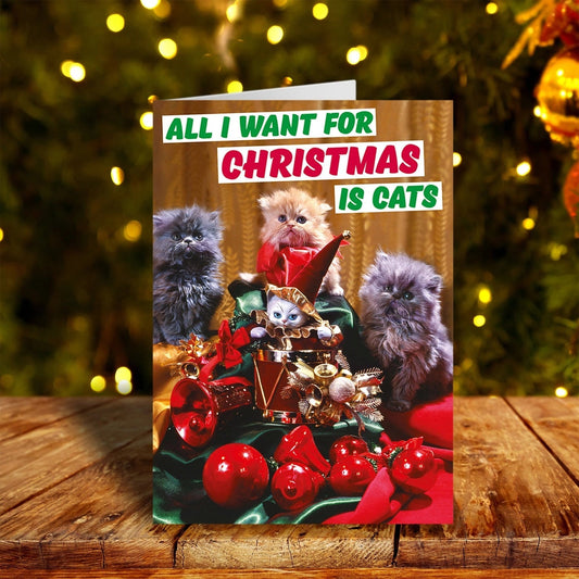 All I Want For Christmas Is Cats Greeting Card