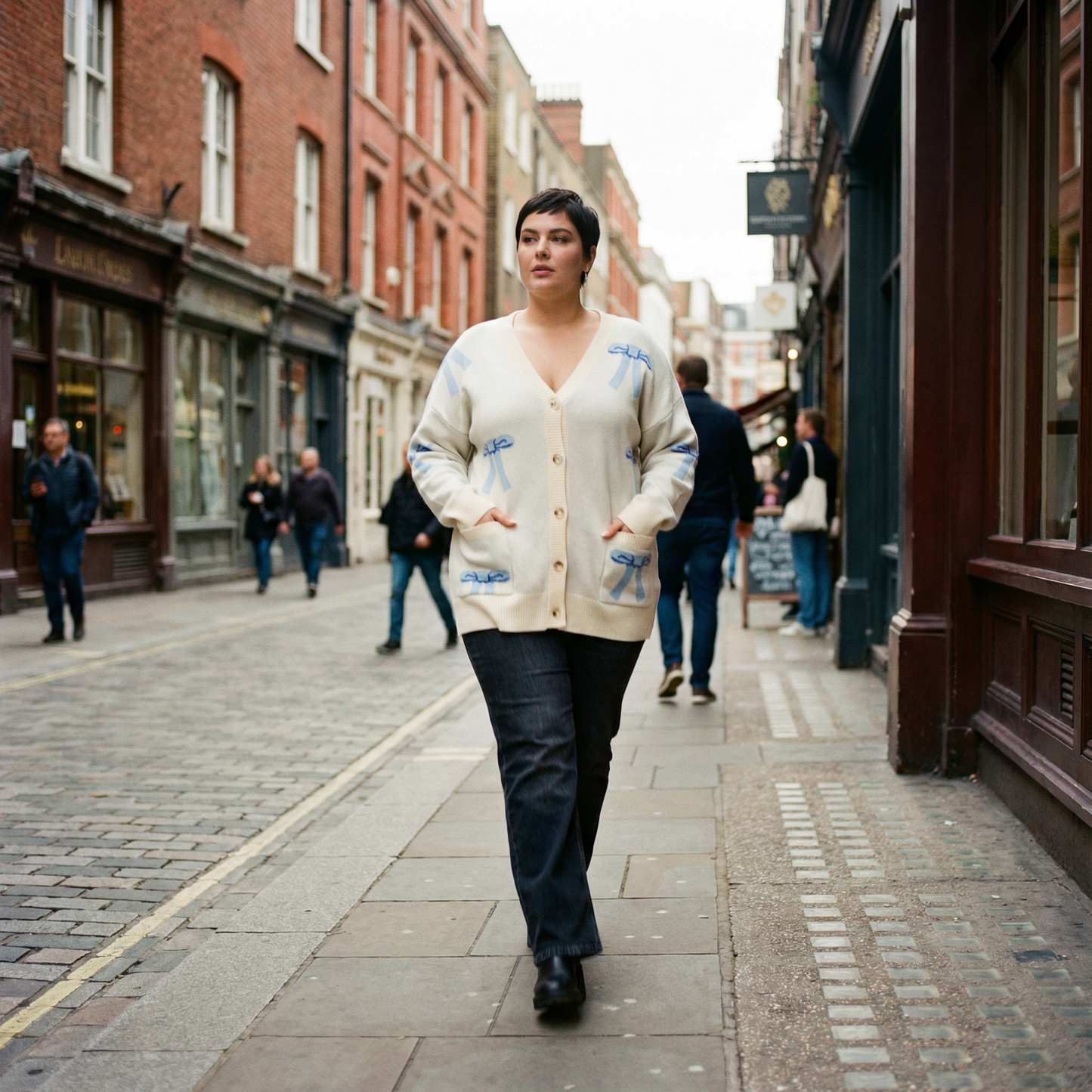 All Over Coquette Bow Knit Cardigan in Blue or Pink [Size Options: SM-XL]