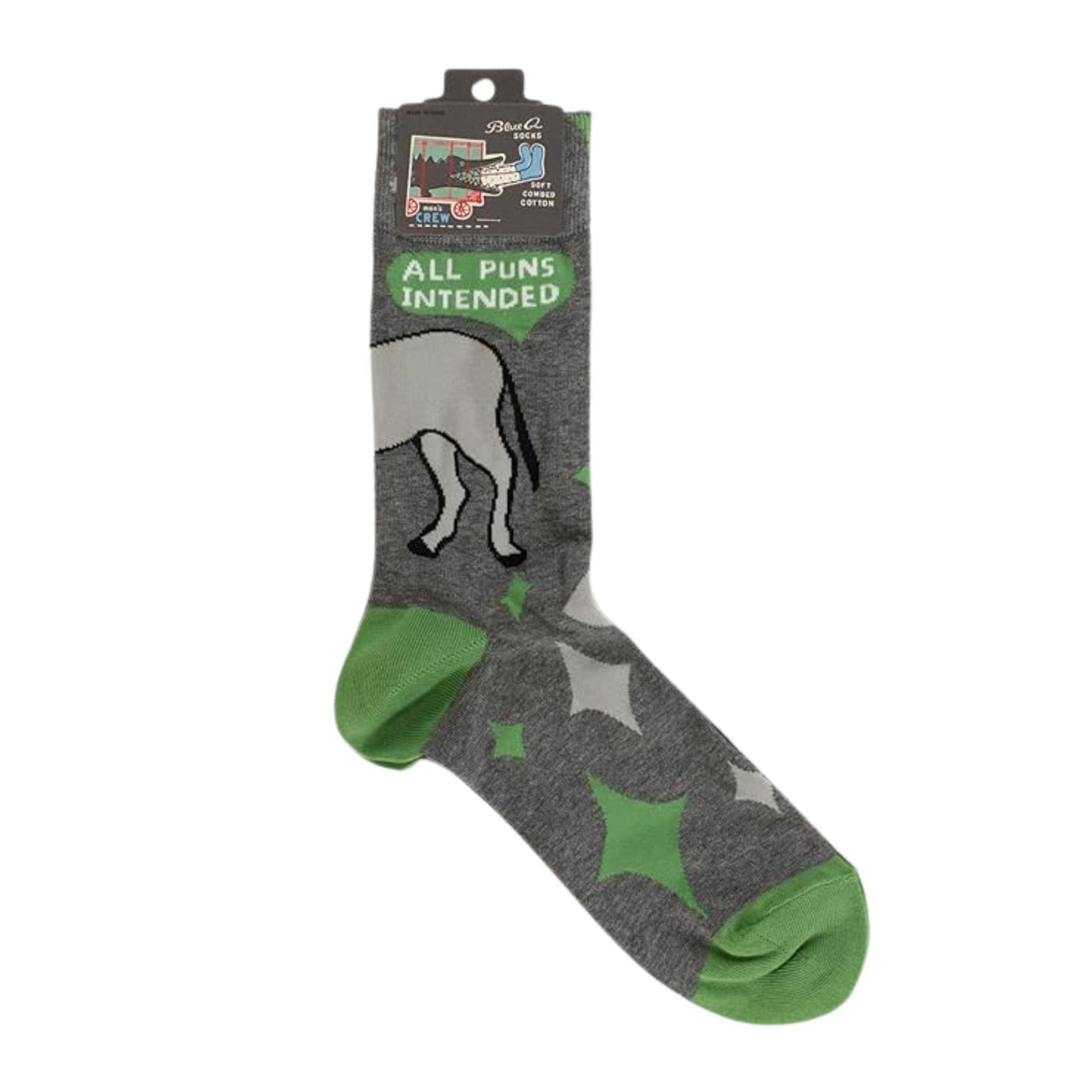 All Puns Intended Men's Crew Socks | Novelty Socks | BlueQ at GetBullish