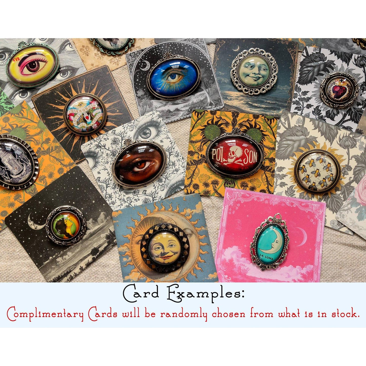 All-Seeing Eye Brooch | Vintage Art Deco Celestial Eye Glass Cabochon Pin