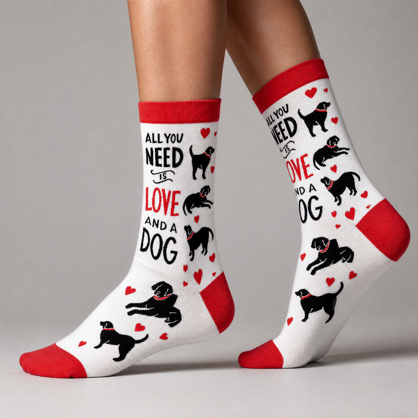 All you Need Is Love And A Dog Colorfully Printed Socks Funny Novelty Socks with Cool Design, Bold/Crazy/Unique Dress Socks