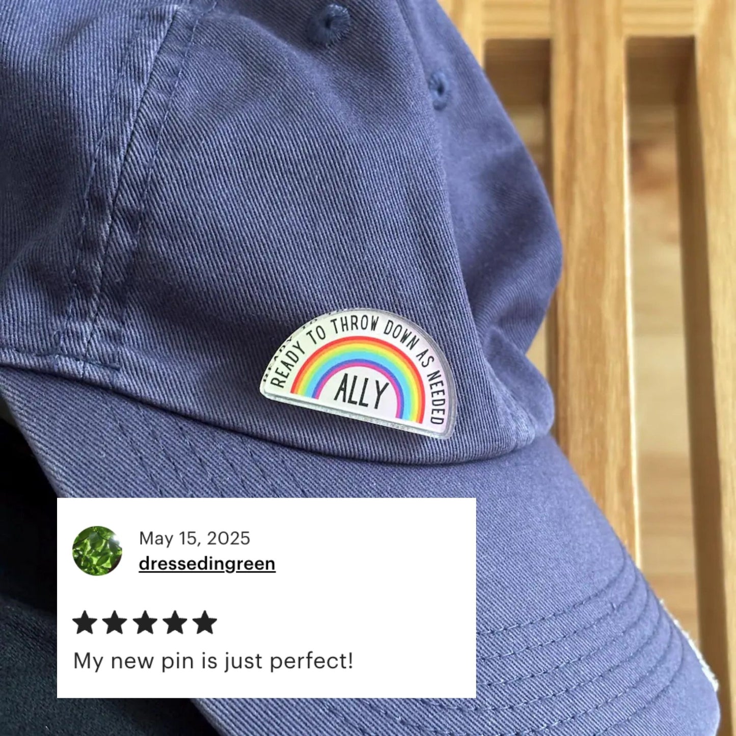 Ally Ready to Throw Down LGBTQ Rainbow Acrylic Lapel Pin