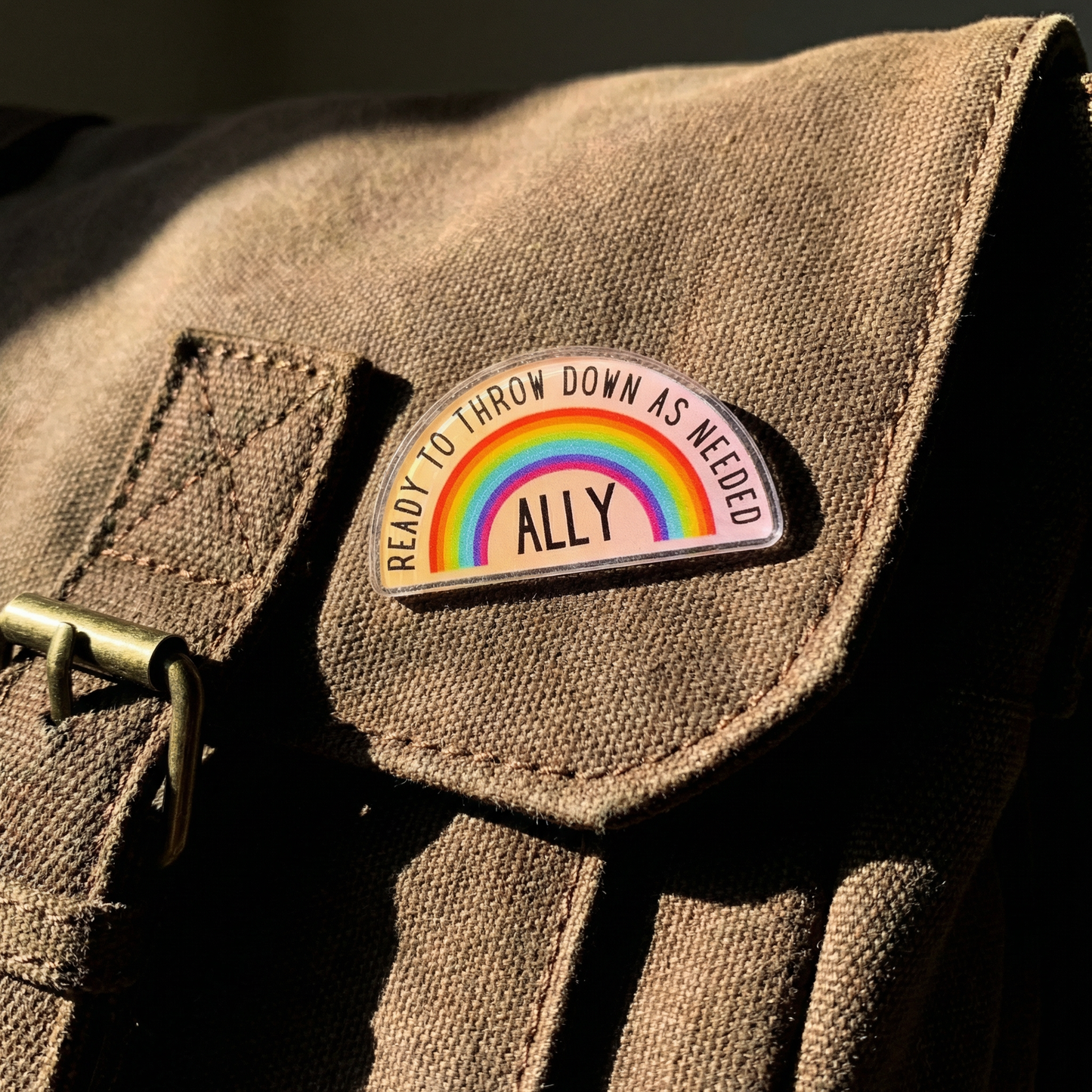 Ally Ready to Throw Down LGBTQ Rainbow Acrylic Lapel Pin