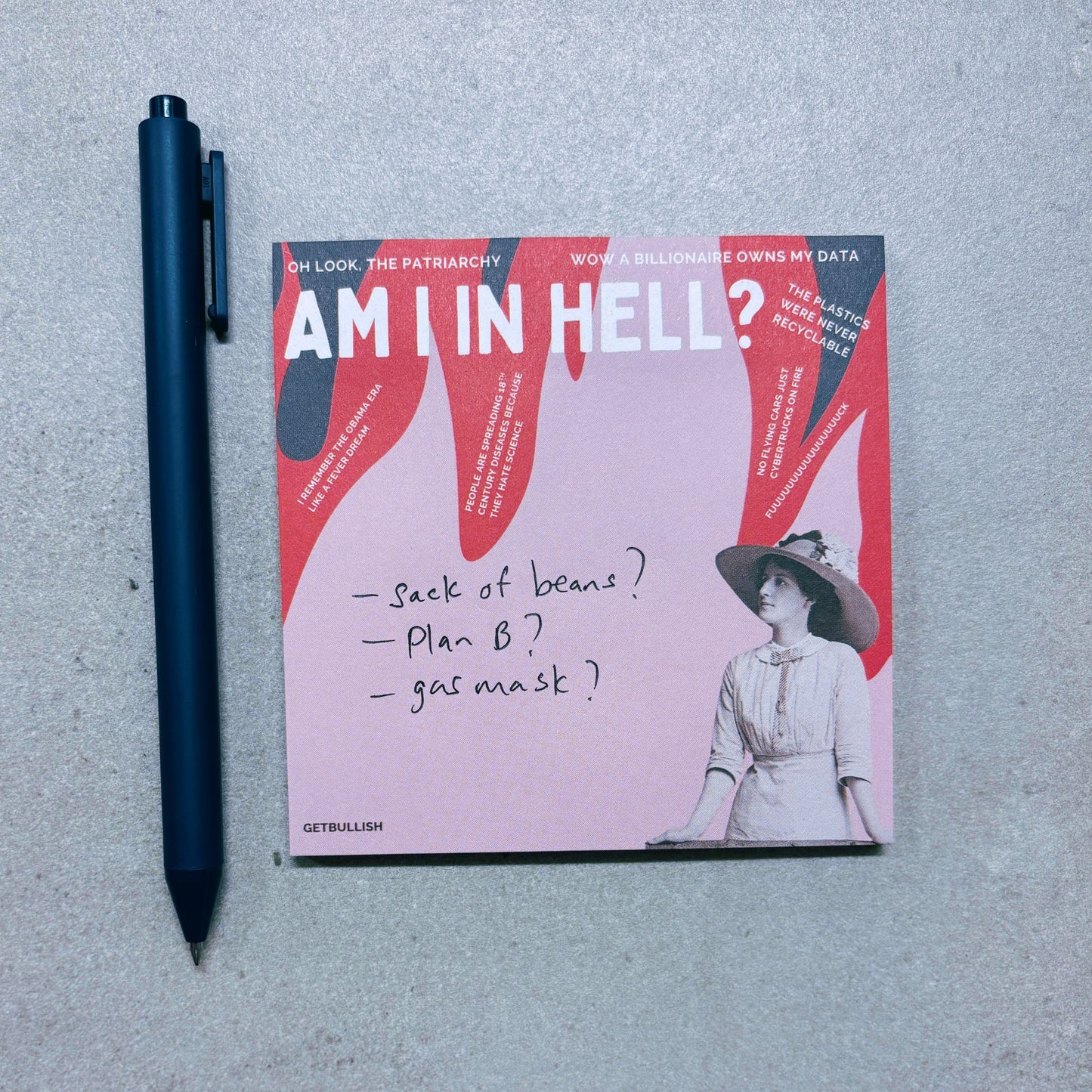 Am I In Hell Jumbo Feminist Sticky Notes | Funny Sarcastic Retro Lady Notepad | 4" x 4" 50 Pages