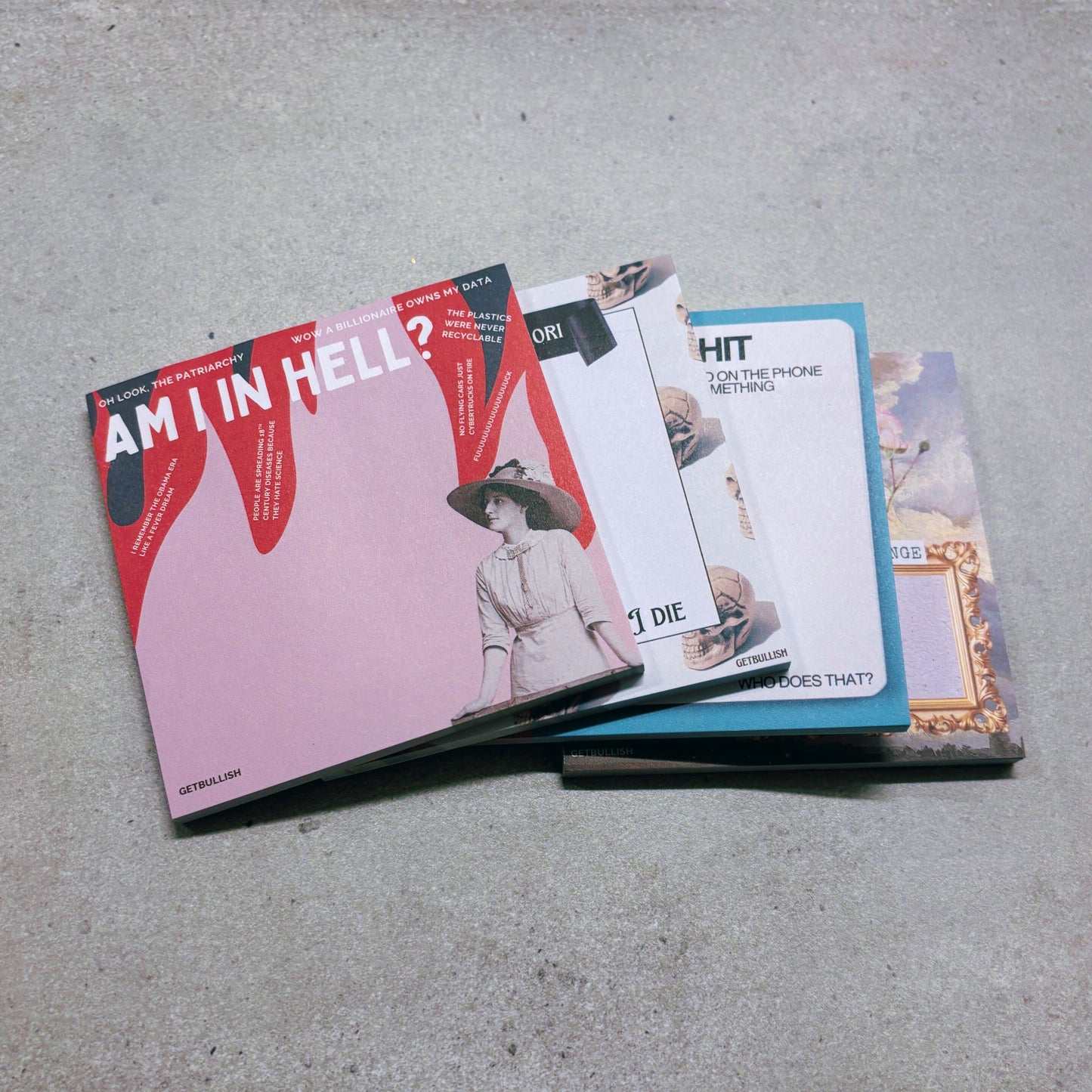 Am I In Hell Jumbo Feminist Sticky Notes | Funny Sarcastic Retro Lady Notepad | 4" x 4" 50 Pages