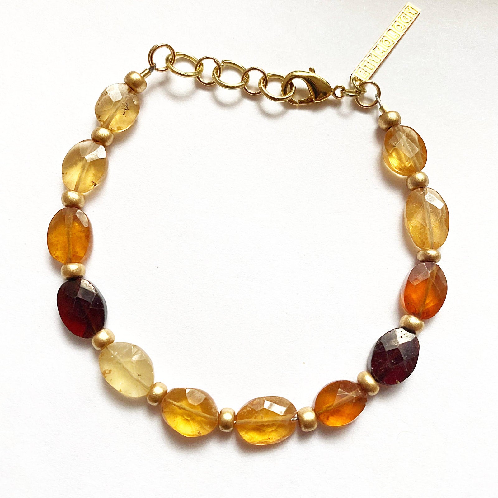 Amber Ombre Citrine Crystal Beads Fall Bracelet