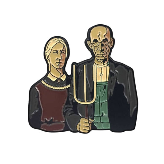 American Gothic Enamel Pin | Grant Wood Inspired Art Soft Lapel Pin | 1.5" x 1.5"