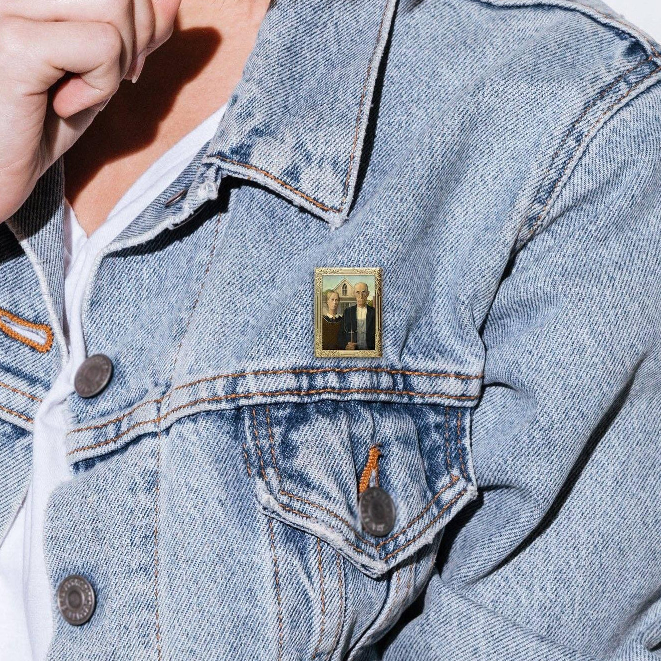 American Gothic by Grant Wood Art Frame Pin | Museum Enamel Lapel Pin-Real Sic-The Bullish Store