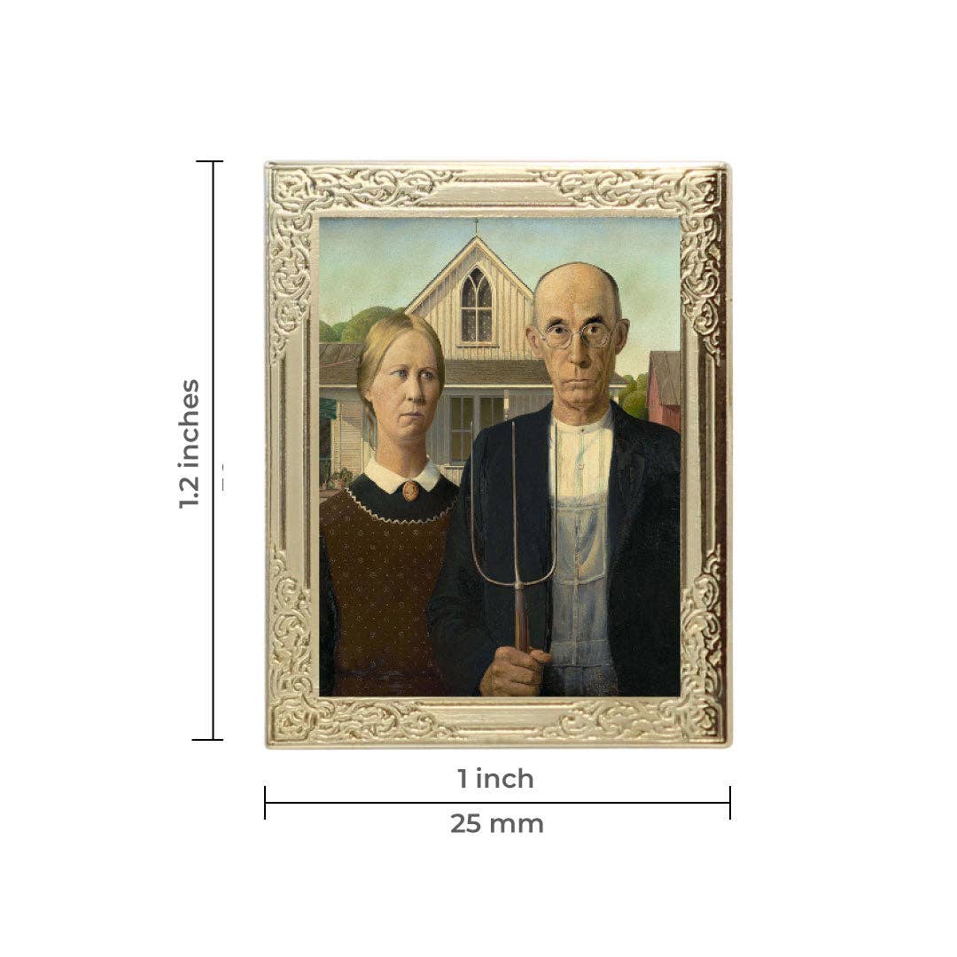 American Gothic by Grant Wood Art Frame Pin | Museum Enamel Lapel Pin-Real Sic-The Bullish Store