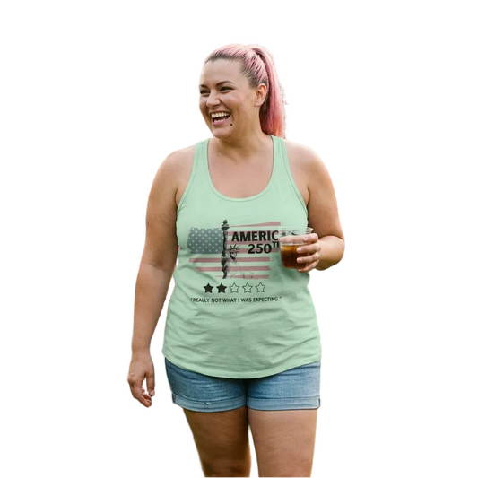 America’s 250th 2 Out of 5 Stars Women's Flowy Racerback Tank [XS-2XL]