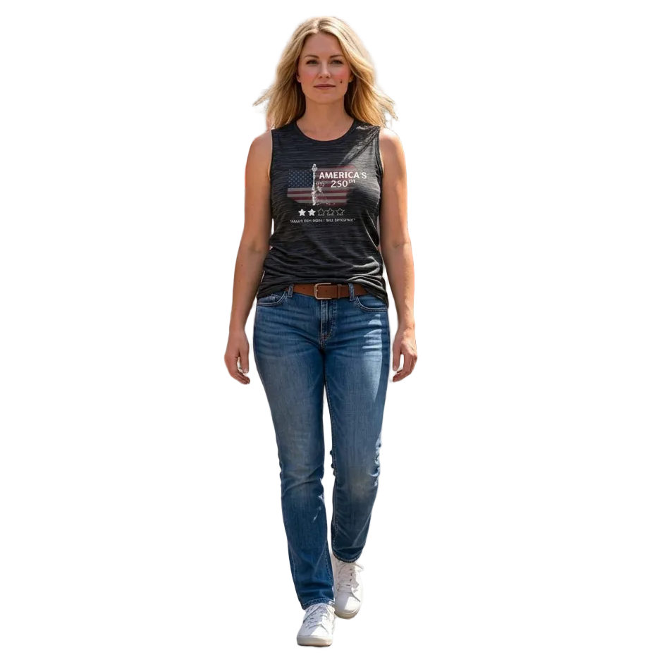 America’s 250th 2 Out of 5 Stars Women's Flowy Scoop Muscle Tank [SM - 2XL]-Getbullish-The Bullish Store
