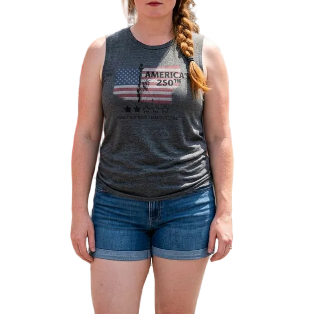 America’s 250th 2 Out of 5 Stars Women's Flowy Scoop Muscle Tank [SM - 2XL]-Getbullish-The Bullish Store