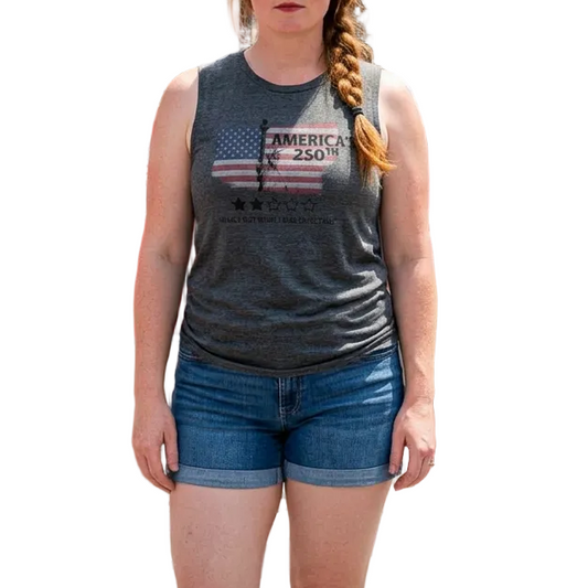 America’s 250th 2 Out of 5 Stars Women's Flowy Scoop Muscle Tank [SM - 2XL]
