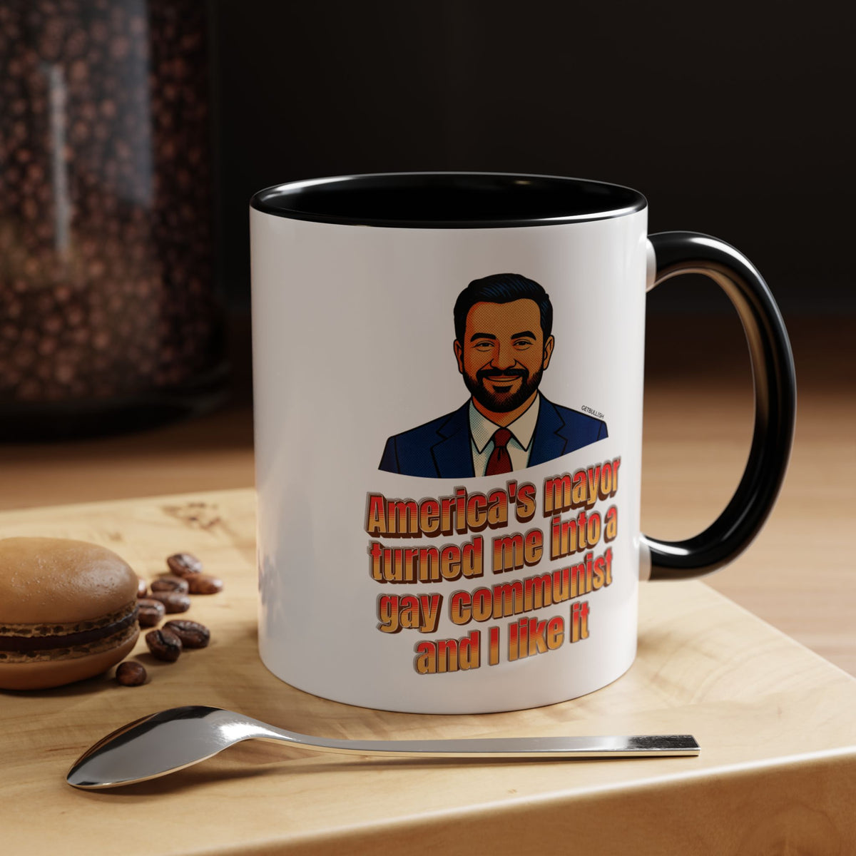 America's Mayor Turned Me Into a Gay Communist and I Like It Mamdani 11oz Black Accent Coffee Mug-GetBullish-The Bullish Store