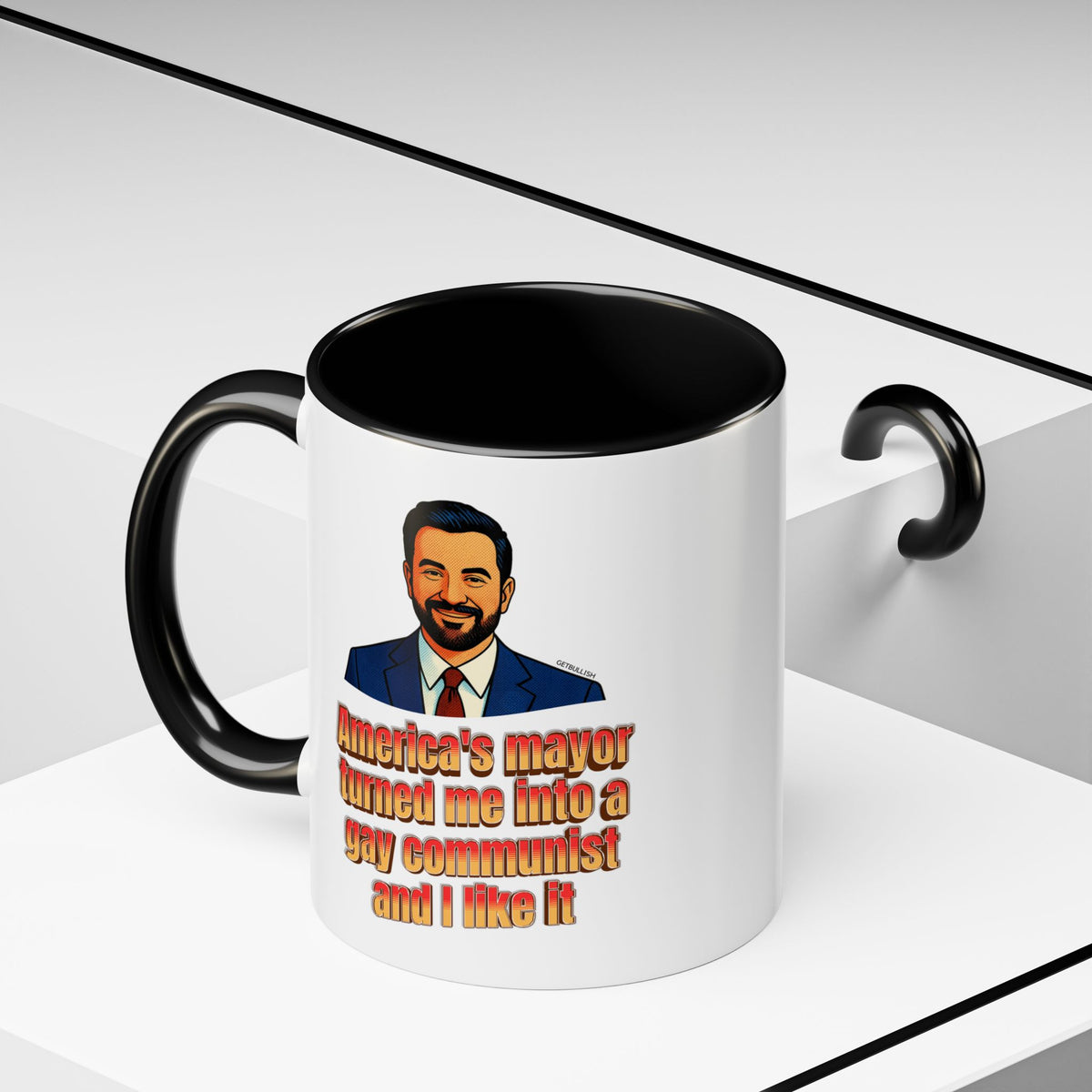 America's Mayor Turned Me Into a Gay Communist and I Like It Mamdani 11oz Black Accent Coffee Mug-GetBullish-The Bullish Store