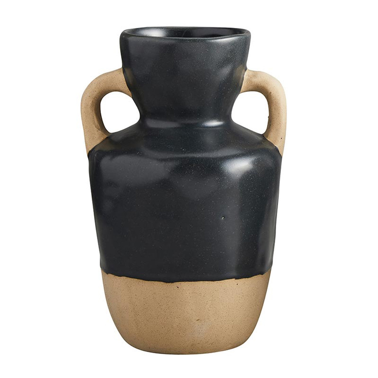 Amphora Stoneware Vase | Two-Toned Modern Flower Pot | 5.5" Dia x 9.5" H