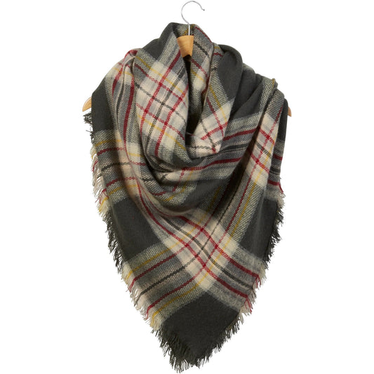 Anchor Plaid Blanket Scarf | Winter Fall Shawl Wrap | 55" x 55"