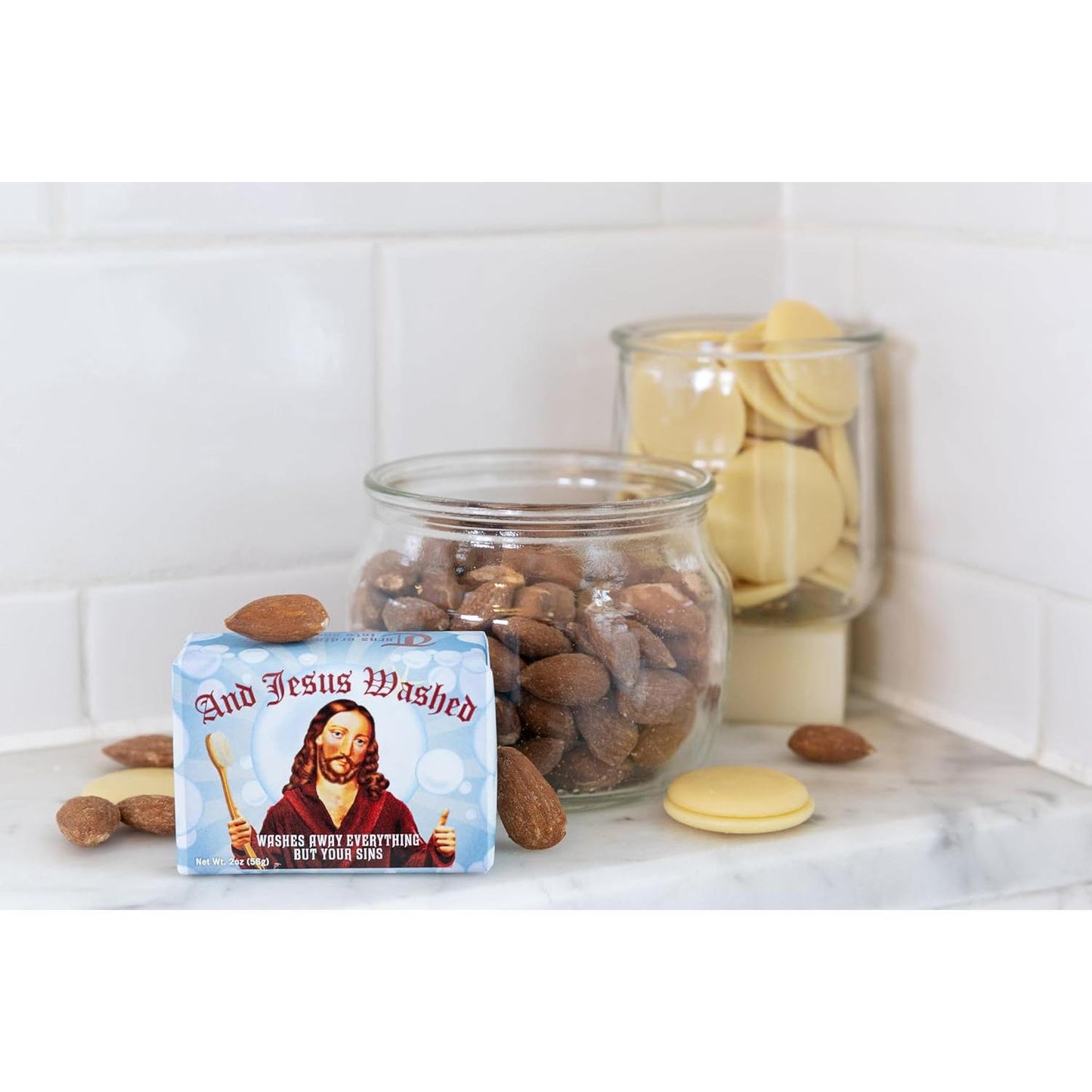 And Jesus Washed Mini Soap in Almond Cocoa Butter Scent | Body Bath Bar Cleanser | 2 oz.