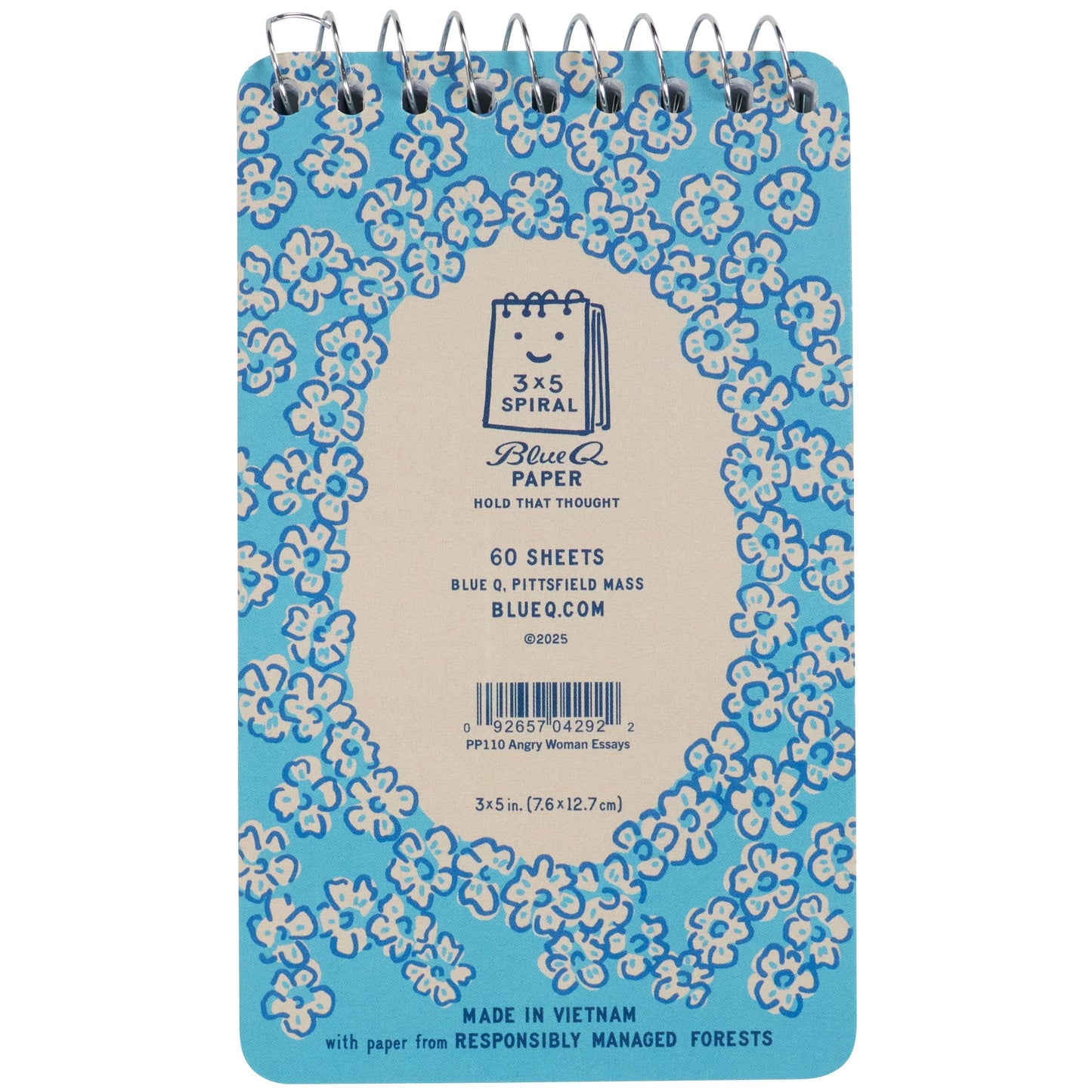 Angry Woman Essays Spiral Notepad | 5" x 3" | BlueQ at GetBullish