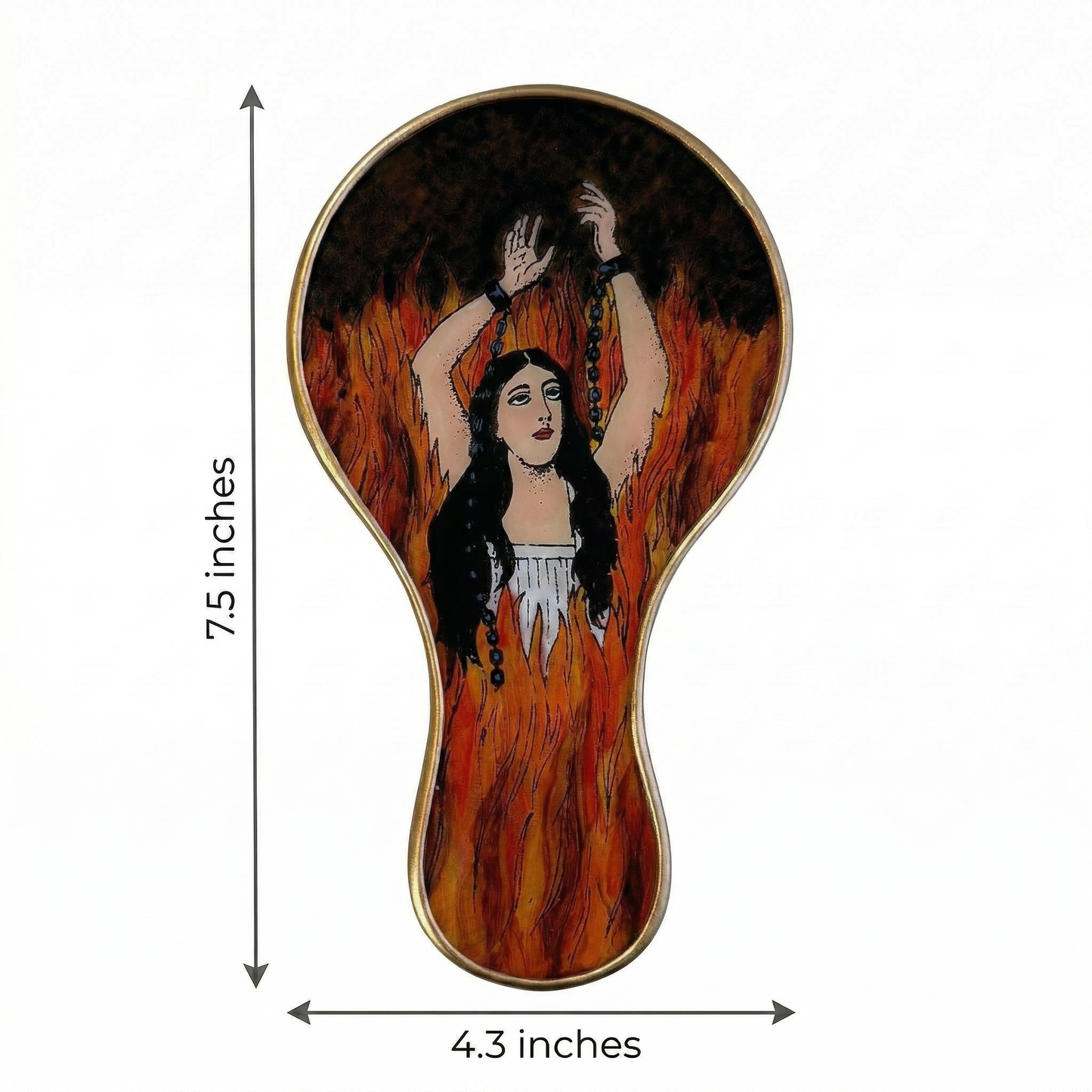 Anima Sola Large Hand Mirror | Hand-Painted Reverse Glass "Lonely Soul", Made in Peru