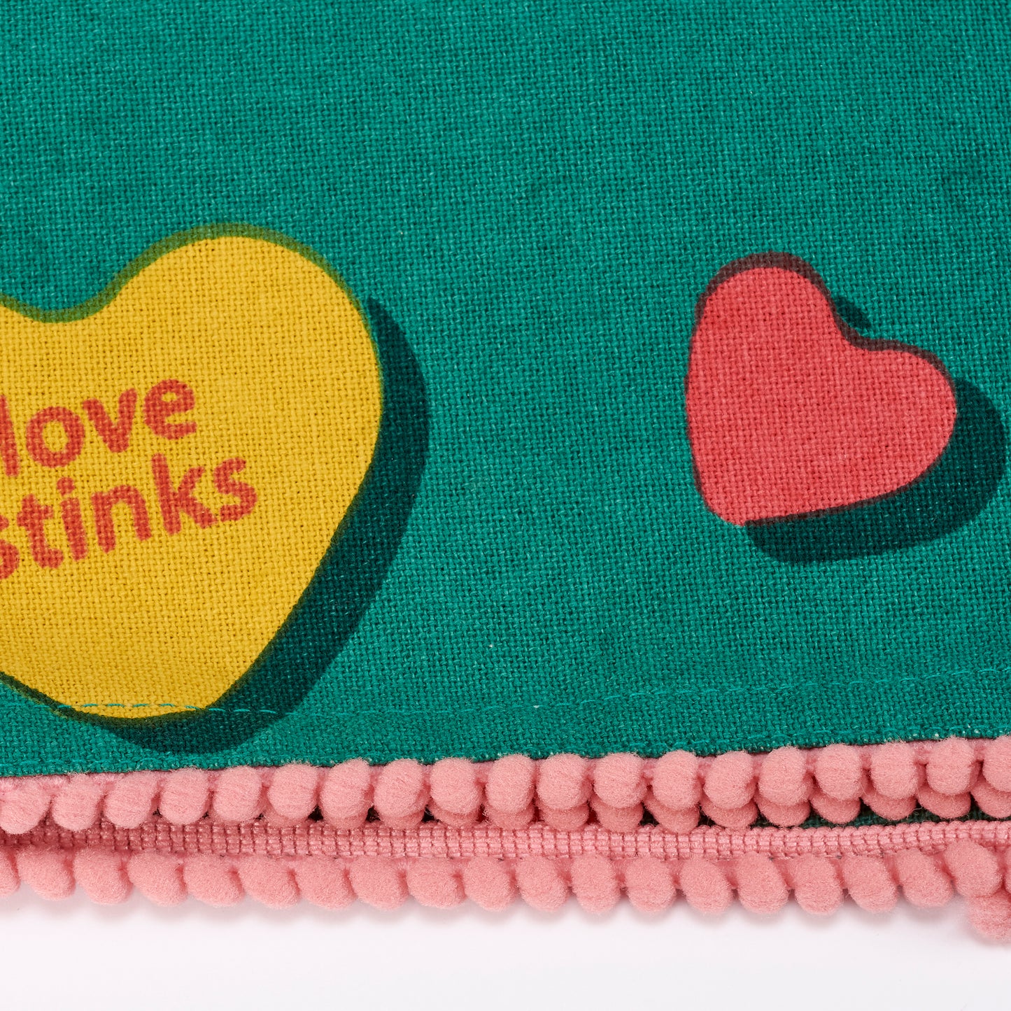 Anti-Valentine Kitchen Towel with Pompom Trim | Not Today Cupid Hand Tea Dish Cloth | 20" x 26"