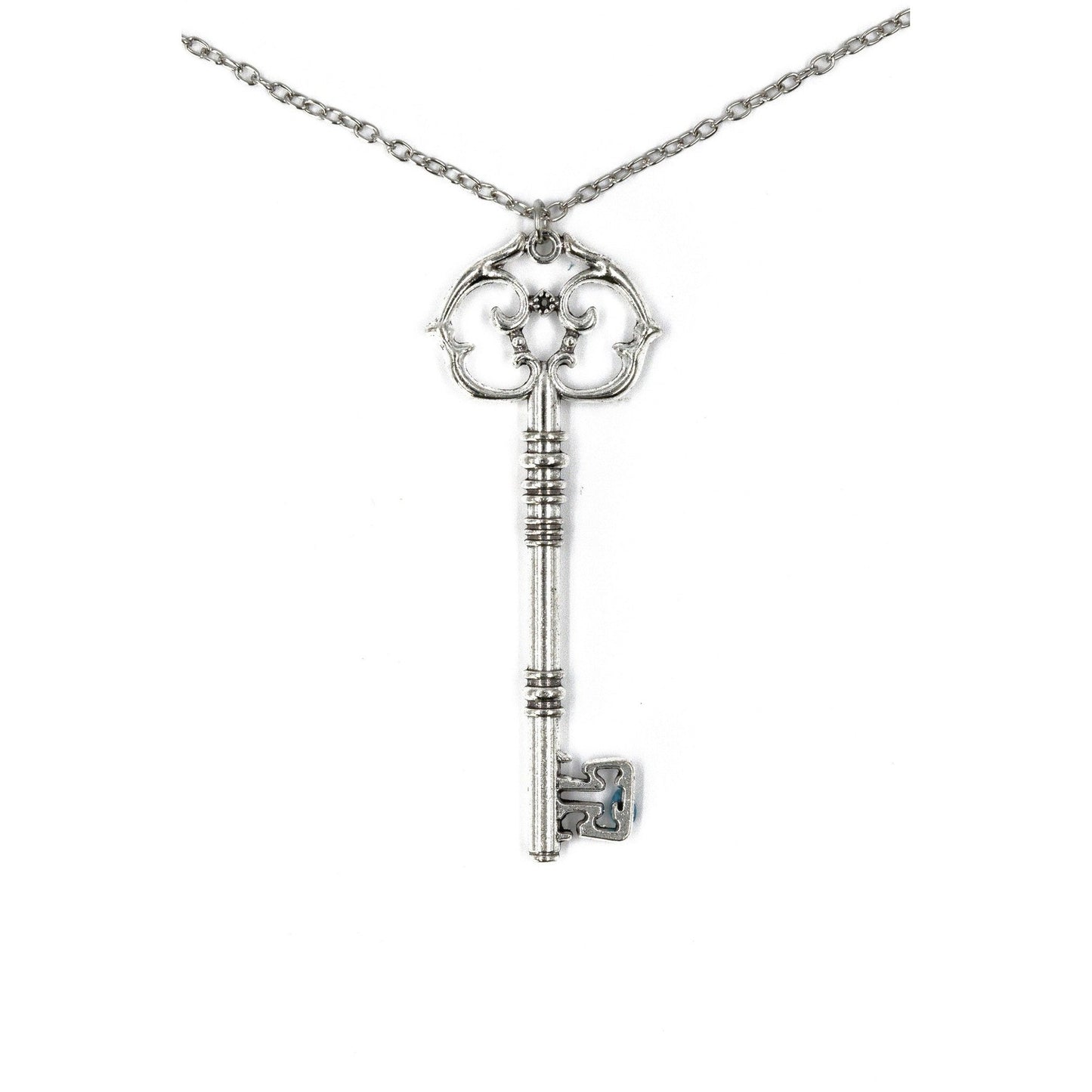 Antique Key Pendant Necklace in Gift Box (Aged Brass Tone or Silver)