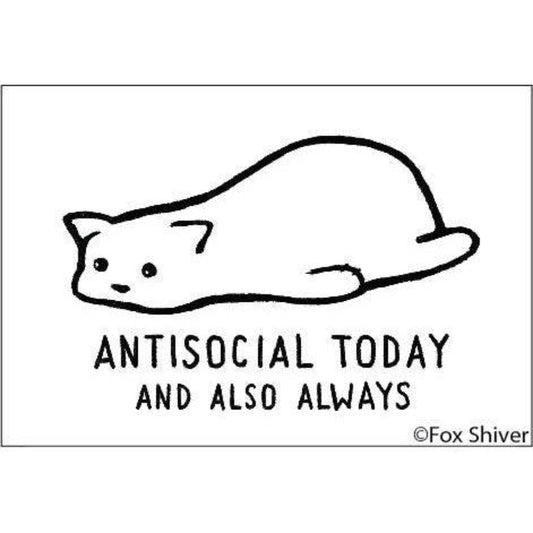 Antisocial Today and Also Always Cute Cat Rectangular Magnet | Fridge Magnetic Surface Decor | 3" x 2"-Ephemera-The Bullish Store