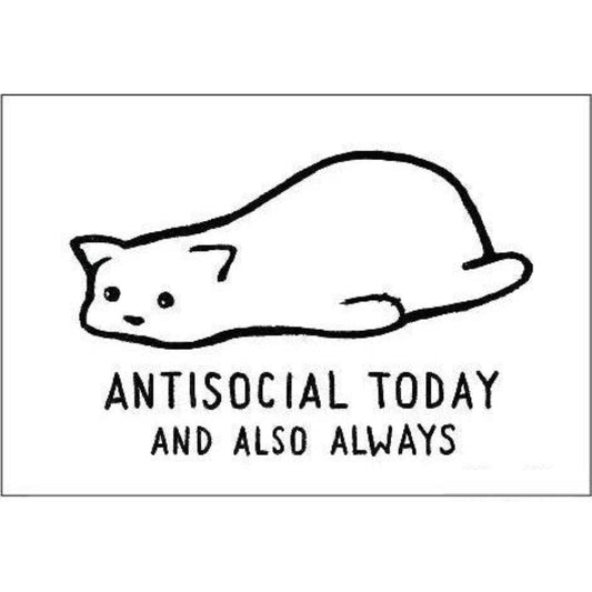 Antisocial Today and Also Always Cute Cat Rectangular Magnet | Fridge Magnetic Surface Decor | 3" x 2"-Ephemera-The Bullish Store