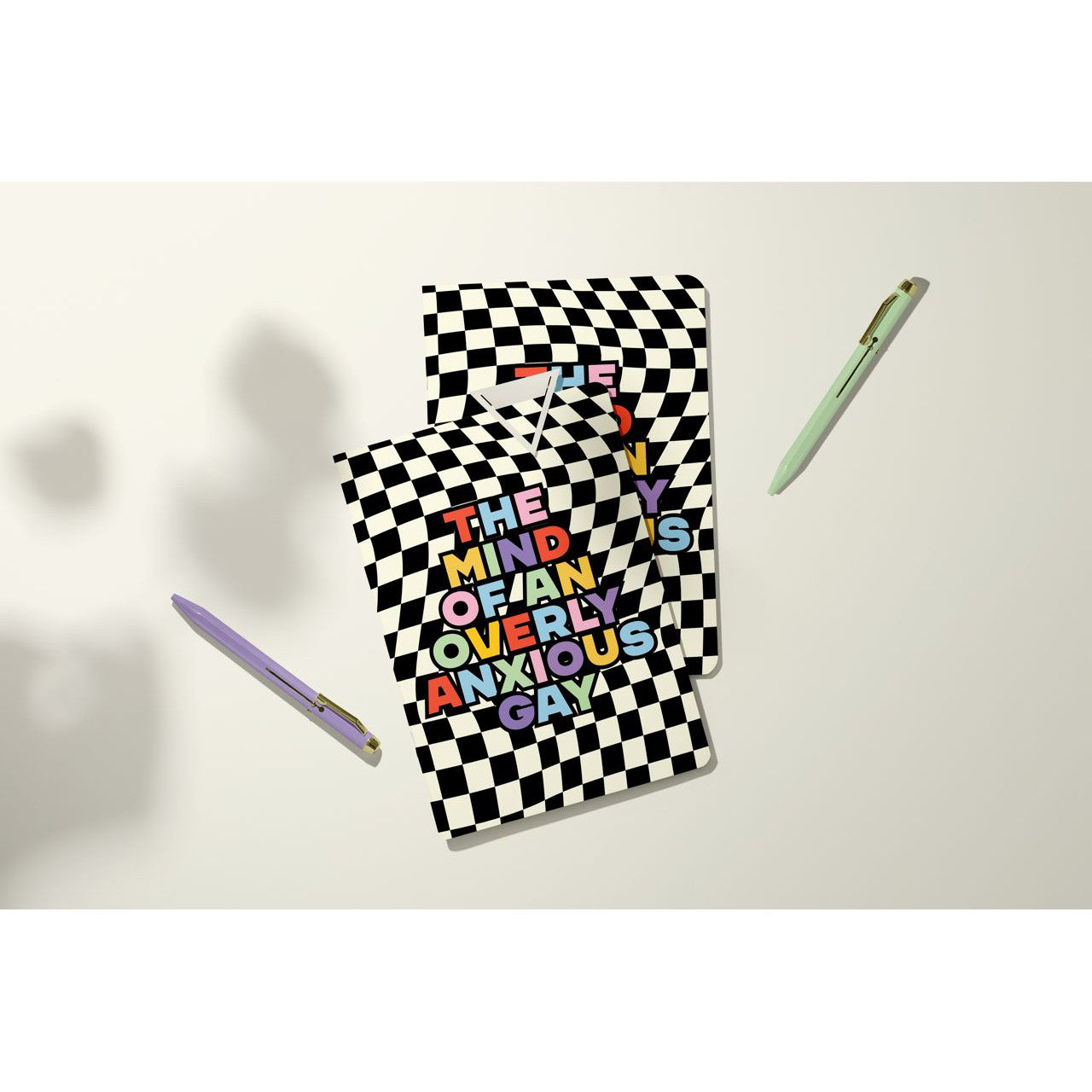 Anxious Gay Thoughts Checkered Pocket Journal | Mini Notebook | 40 Pages