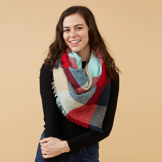 Aquamarine Blanket Scarf | Fall Winter Wrap Shawl | 55" x 55"