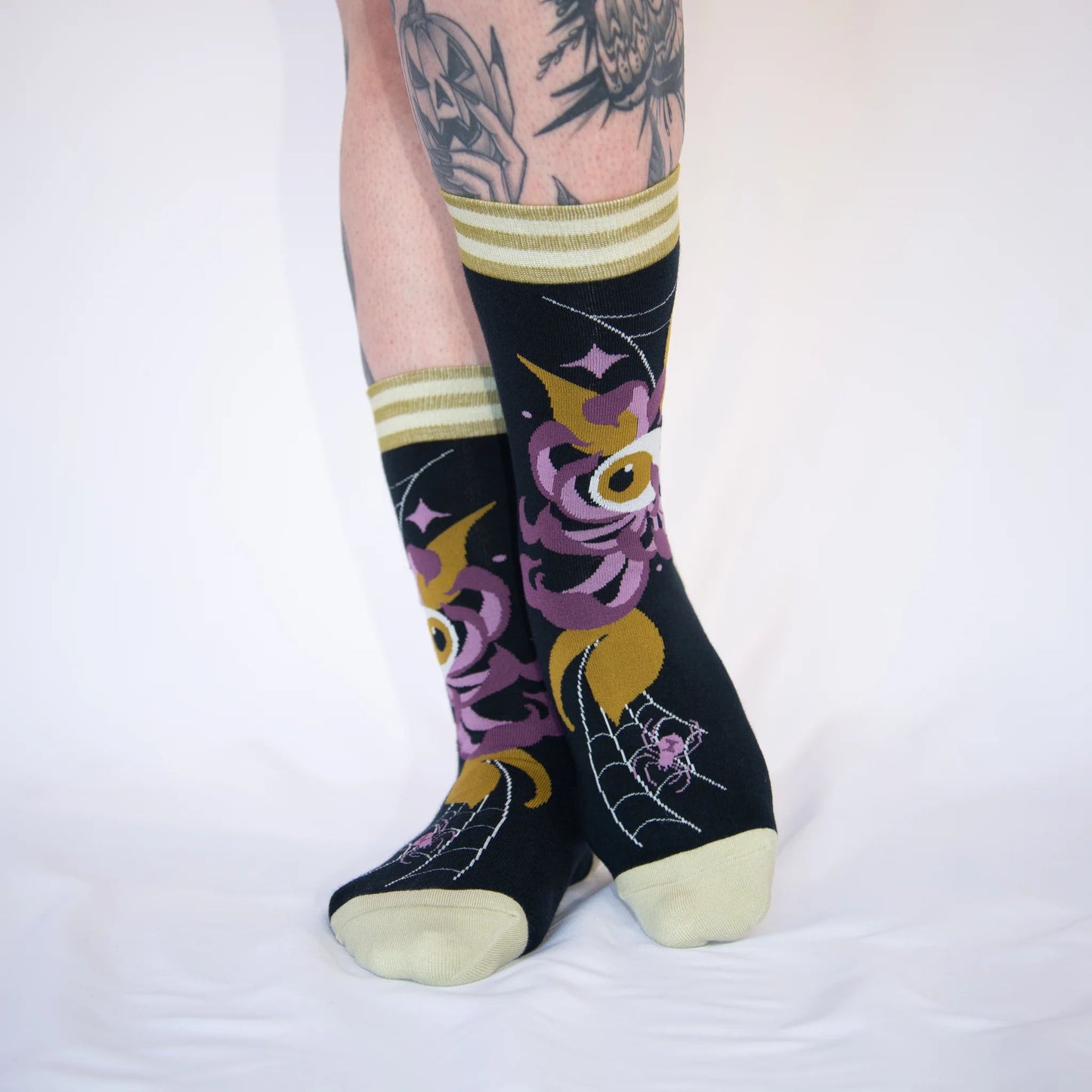 Arachnid's Bloom Crew Socks | Spooky Spider Socks