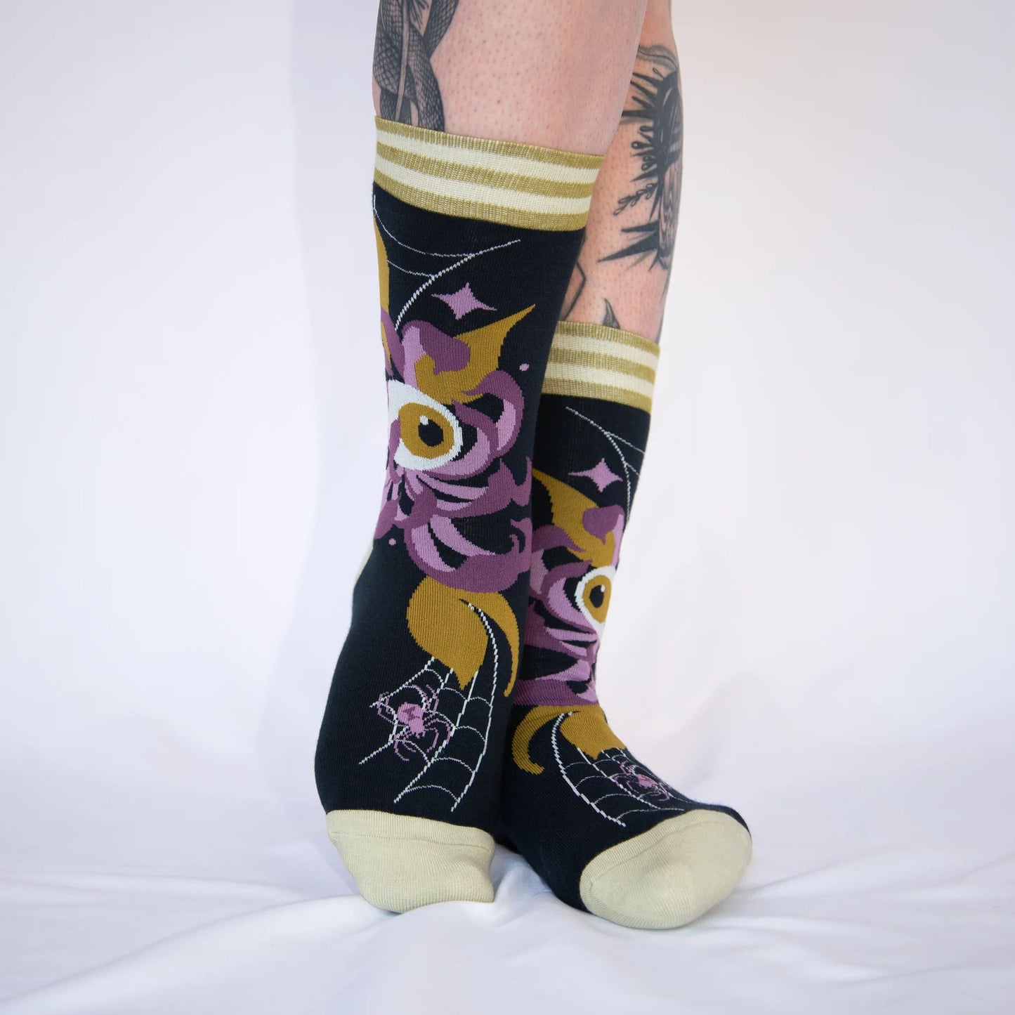 Arachnid's Bloom Crew Socks | Spooky Spider Socks