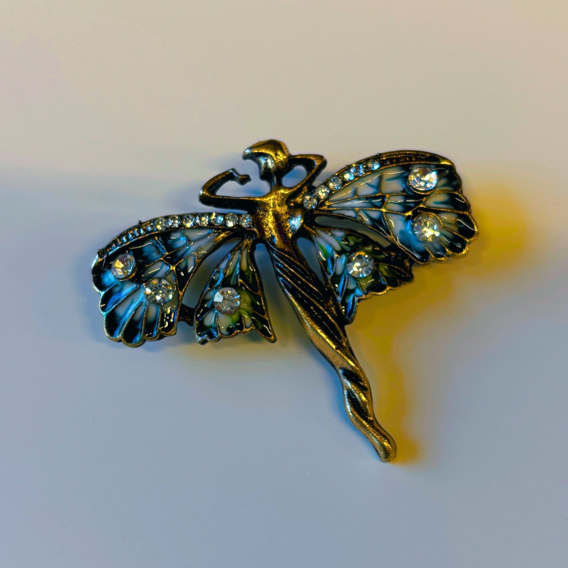 Art Nouveau Fairy Brooch | Vintage Enchanted Fairytale Pin 1.8" x 1.6"