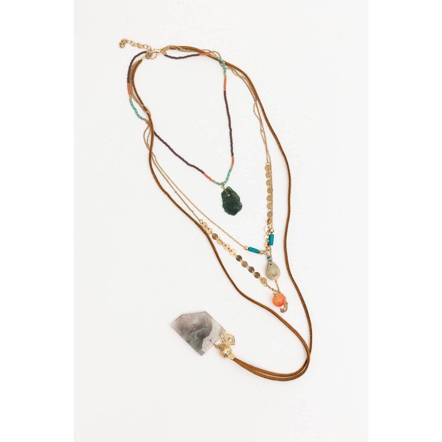 Artisan 4-Layer Necklace with Turquoise Beads & Shells 🐚 | Bohemian Style Layered Jewelry