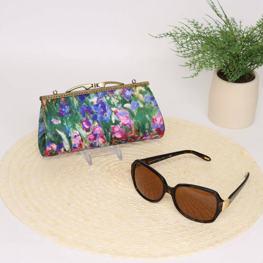Artist-Inspired Eyeglasses Case – Monet Alice Gardens | Handmade Satin Glasses Holder with Kiss Clasp Frame