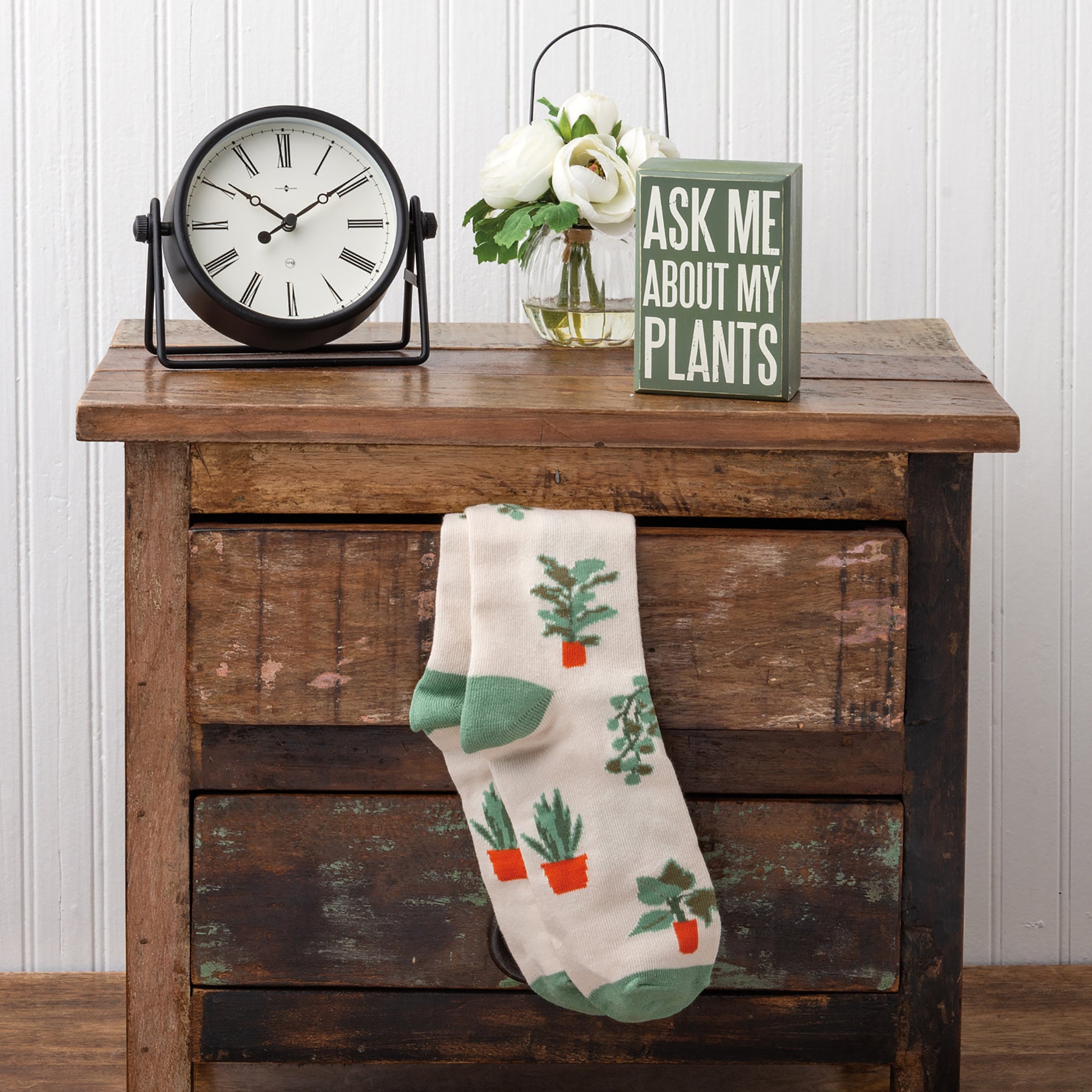 Ask Me About My Plants Box Sign And Sock Set | Plant Lovers Giftable Set