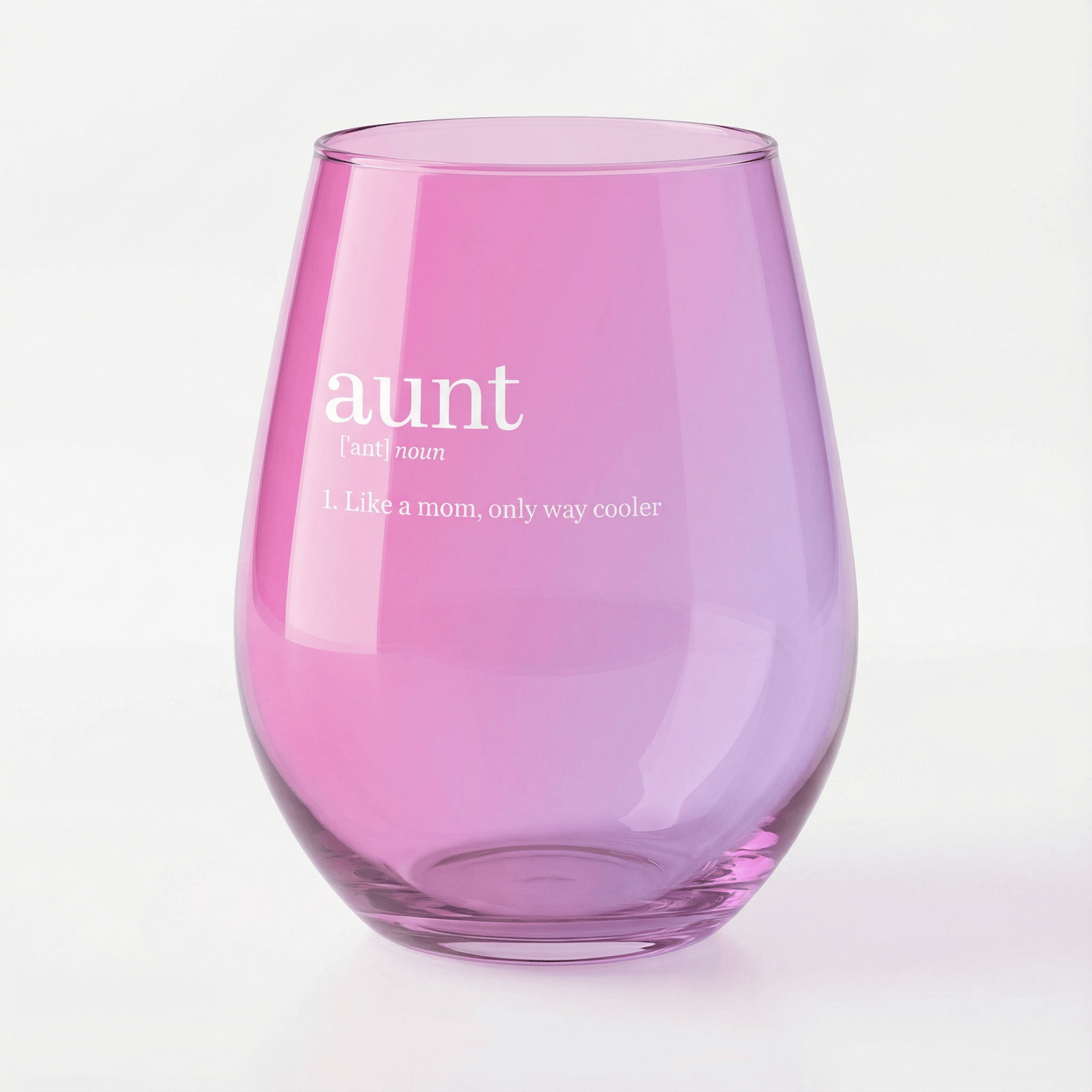Aunt Jumbo Stemless Wine Glass in Pink | 30 Oz. | Holds an Entire Bottle of Wine