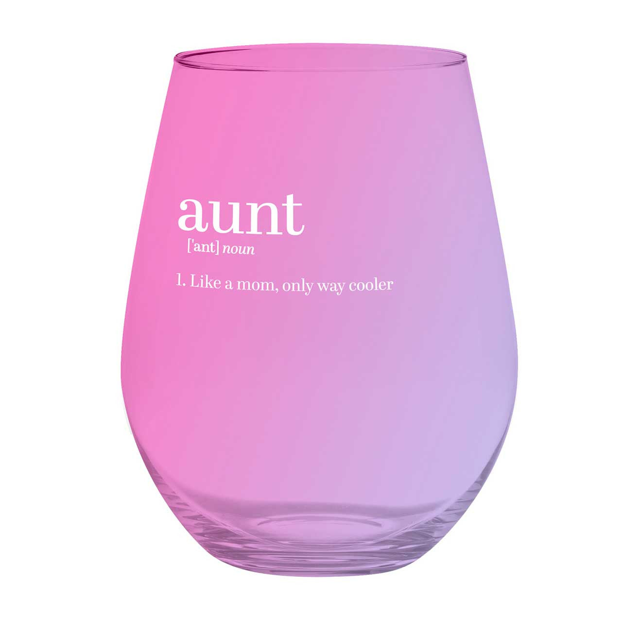 Aunt Jumbo Stemless Wine Glass in Pink | 30 Oz. | Holds an Entire Bottle of Wine